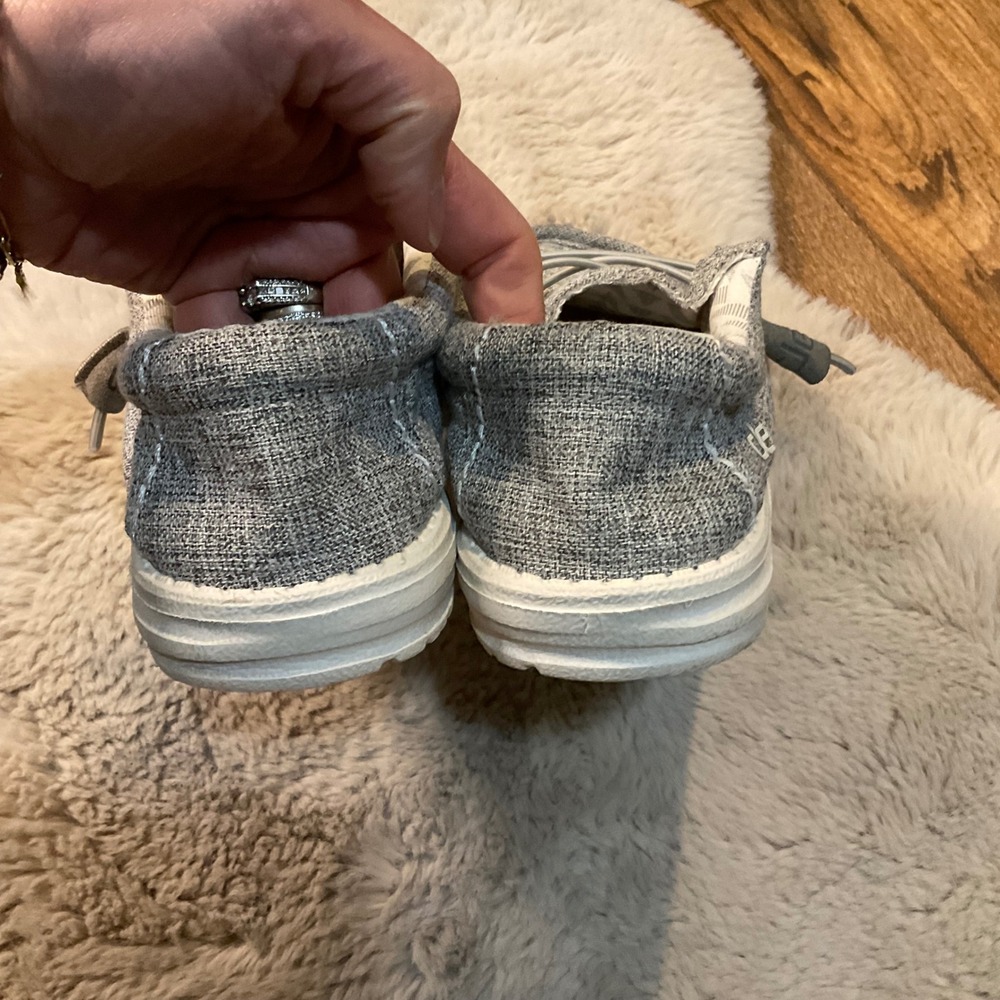 Hey Dude Size 8 Wally Linen Iron Mens Shoes Slip On Casual Gray - Picture 2 of 7